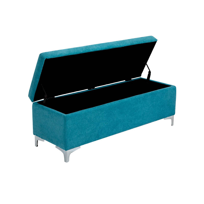 AH-0009 Rectangular Bed End Storage Ottoman With Chrome Bracket Leg