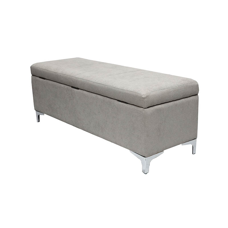 AH-0009 Rectangular Bed End Storage Ottoman With Chrome Bracket Leg