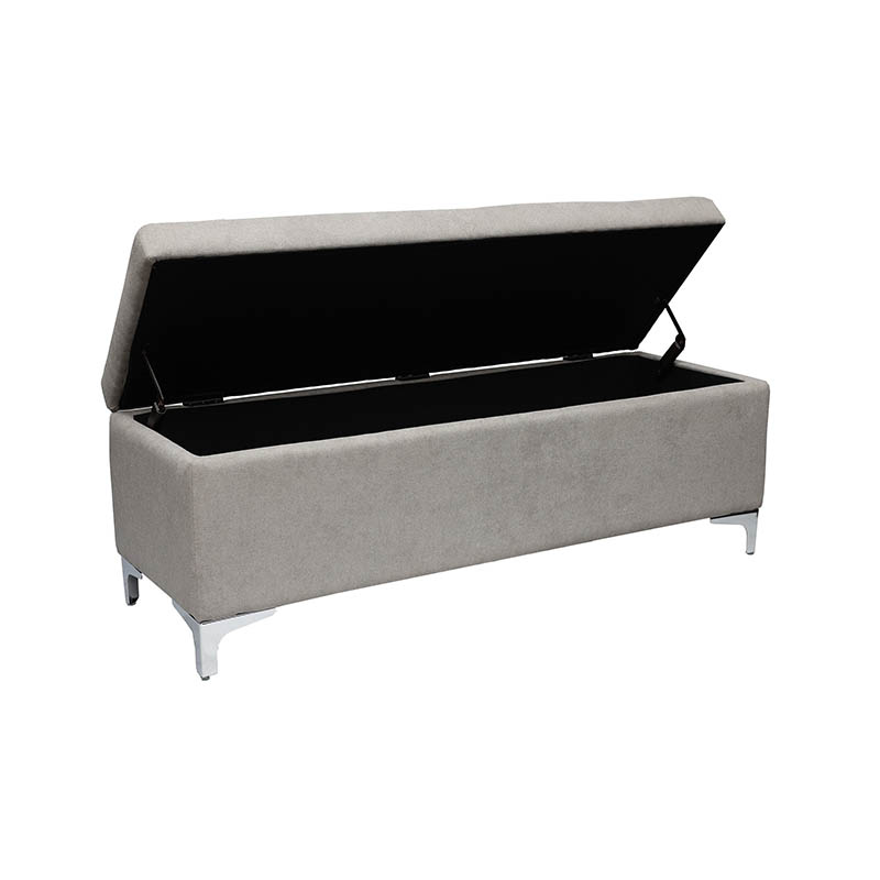 AH-0009 Rectangular Bed End Storage Ottoman With Chrome Bracket Leg