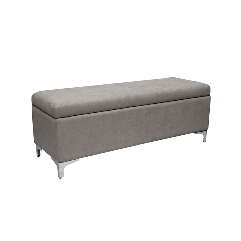 AH-0009 Rectangular Bed End Storage Ottoman With Chrome Bracket Leg