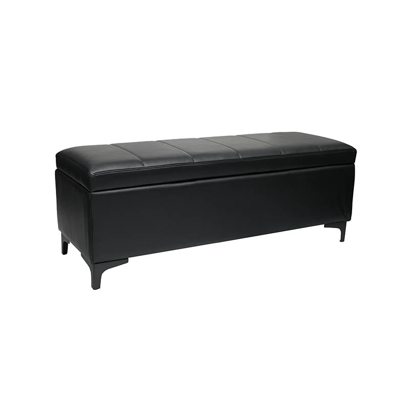 AH-0009 Rectangular Bed End Storage Ottoman With Chrome Bracket Leg