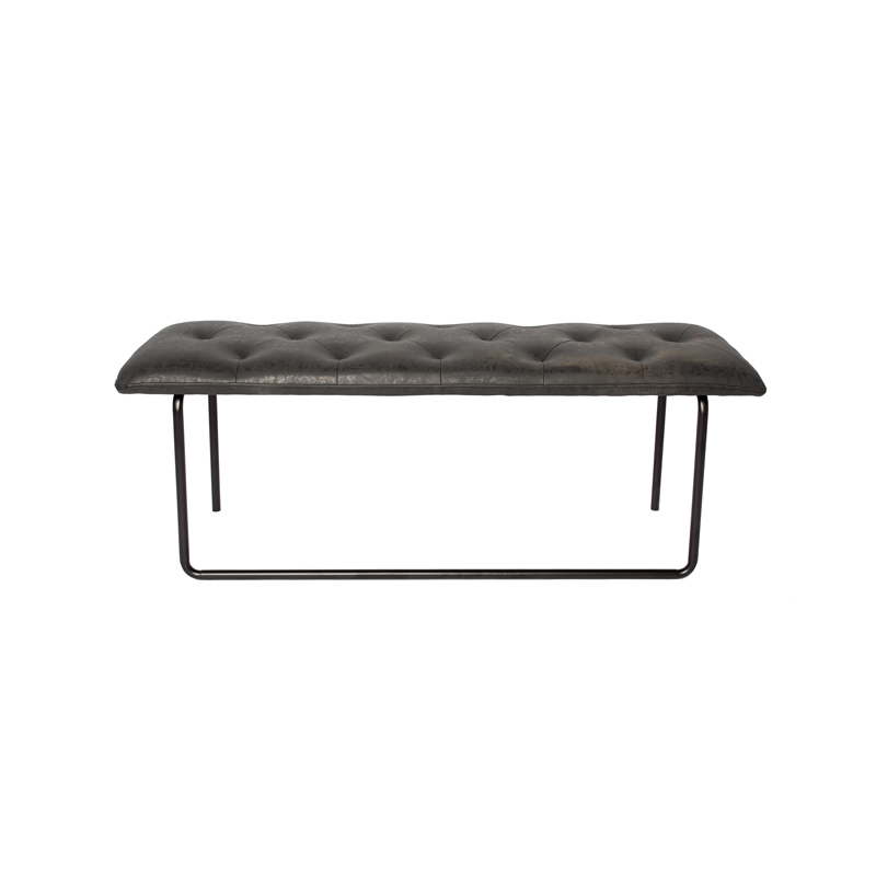 AH-0034 Chesterfield Style Button Tuft Ottoman Bench With Bent Steel Frame