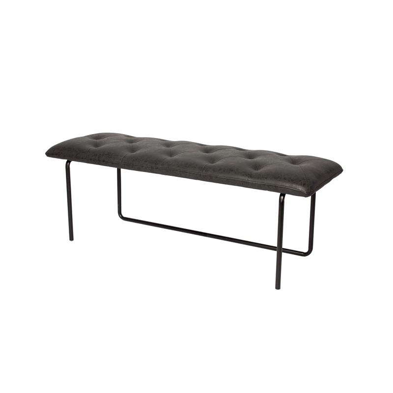 AH-0034 Chesterfield Style Button Tuft Ottoman Bench With Bent Steel Frame