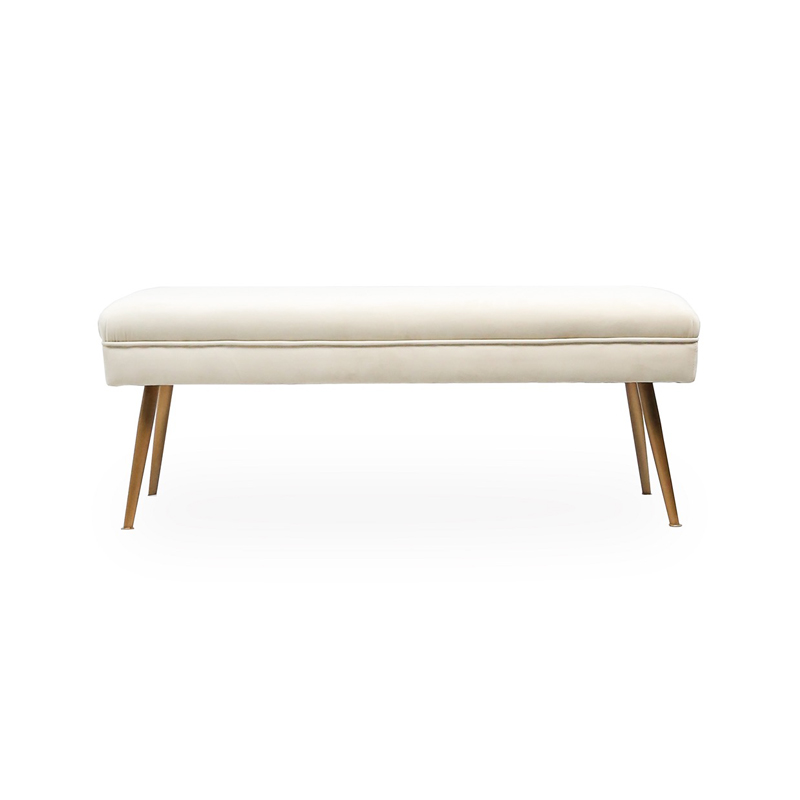 AH-0039 Ultra Thin Minimalist Wafer Bench Ottoman With Bronze Leg