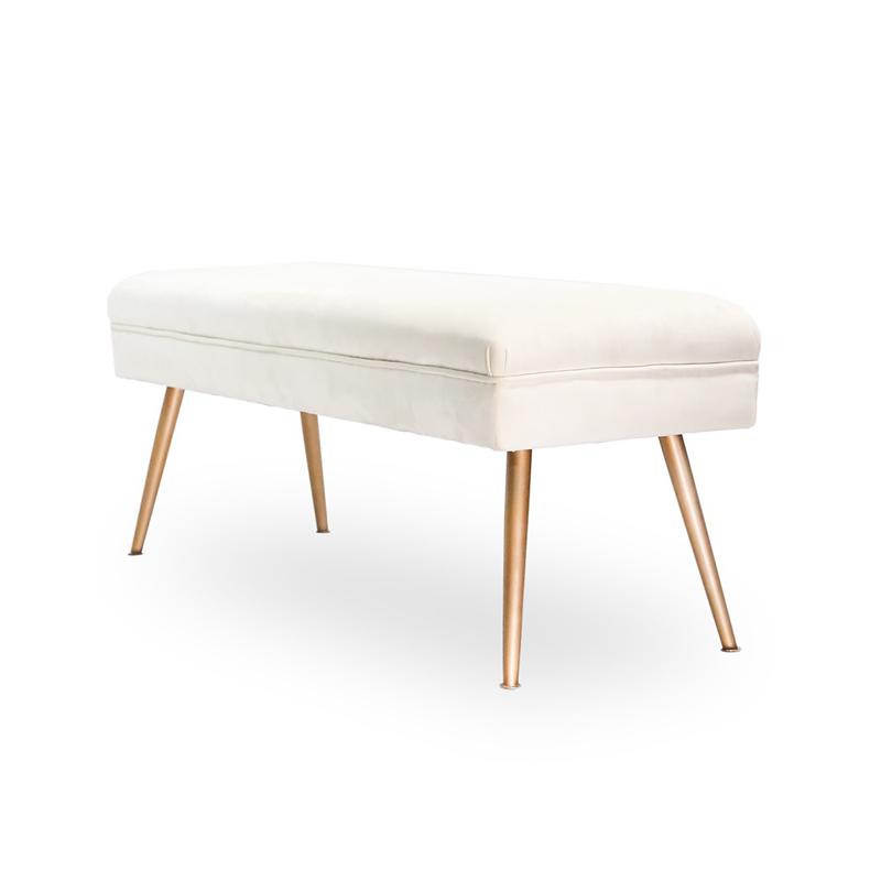 AH-0039 Ultra Thin Minimalist Wafer Bench Ottoman With Bronze Leg