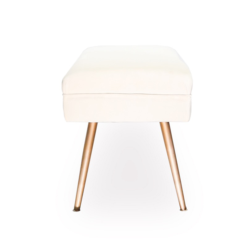 AH-0039 Ultra Thin Minimalist Wafer Bench Ottoman With Bronze Leg