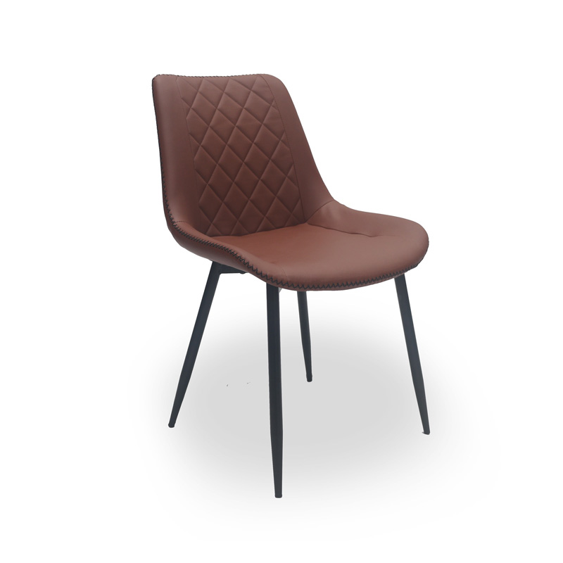 AH-1029 Armless Dining Chair With Contrasting Stitch Seam And Cross Hatch Pattern Seat Back