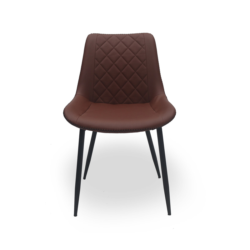 AH-1029 Armless Dining Chair With Contrasting Stitch Seam And Cross Hatch Pattern Seat Back