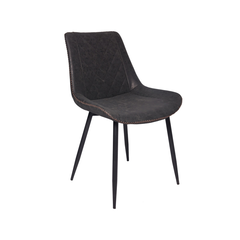 AH-1029 Armless Dining Chair With Contrasting Stitch Seam And Cross Hatch Pattern Seat Back