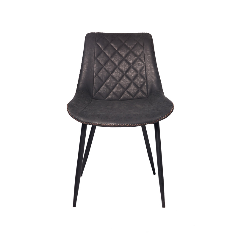 AH-1029 Armless Dining Chair With Contrasting Stitch Seam And Cross Hatch Pattern Seat Back