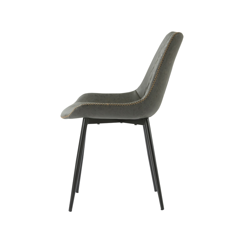 AH-1029 Armless Dining Chair With Contrasting Stitch Seam And Cross Hatch Pattern Seat Back