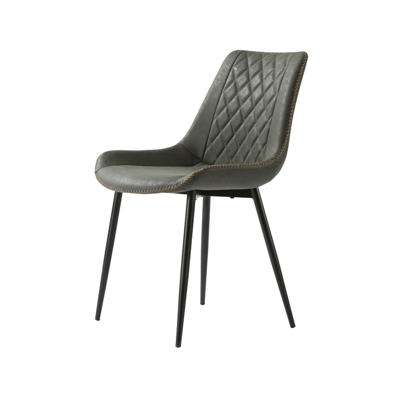 AH-1029 Armless Dining Chair With Contrasting Stitch Seam And Cross Hatch Pattern Seat Back