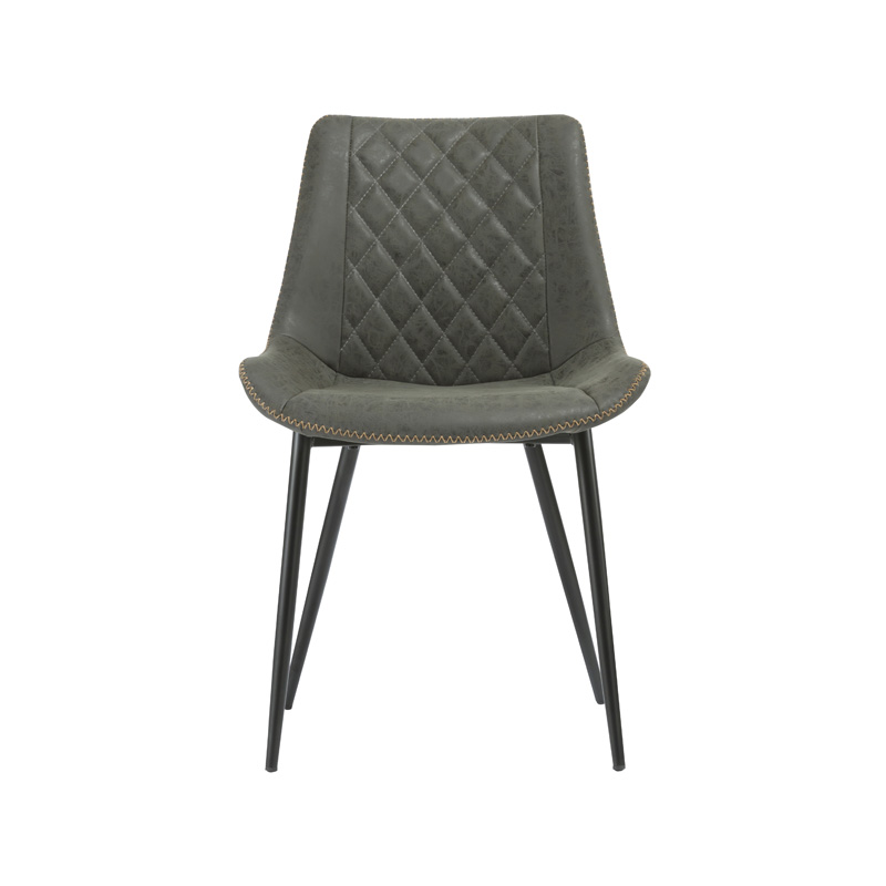 AH-1029 Armless Dining Chair With Contrasting Stitch Seam And Cross Hatch Pattern Seat Back