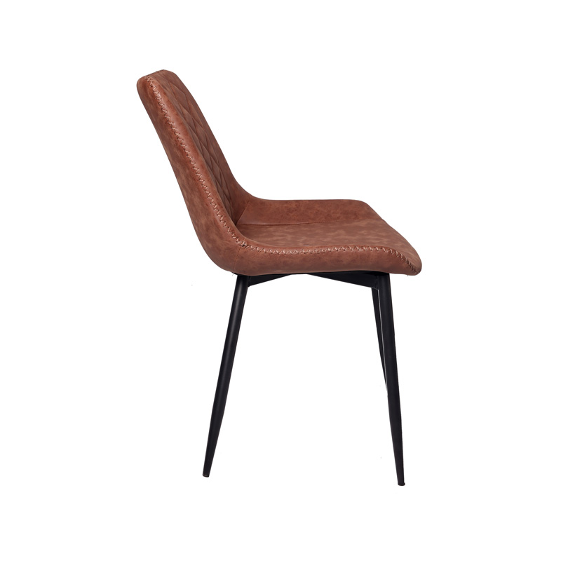 AH-1029 Armless Dining Chair With Contrasting Stitch Seam And Cross Hatch Pattern Seat Back