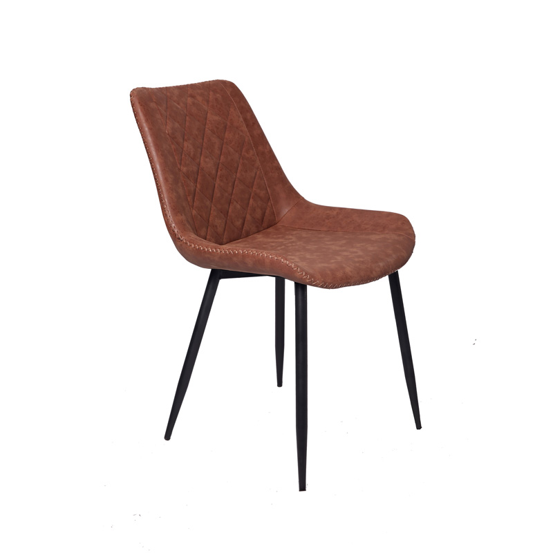 AH-1029 Armless Dining Chair With Contrasting Stitch Seam And Cross Hatch Pattern Seat Back