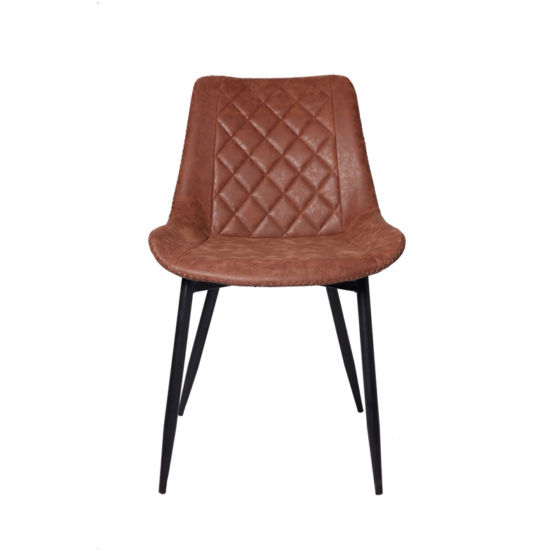 AH-1029 Armless Dining Chair With Contrasting Stitch Seam And Cross Hatch Pattern Seat Back