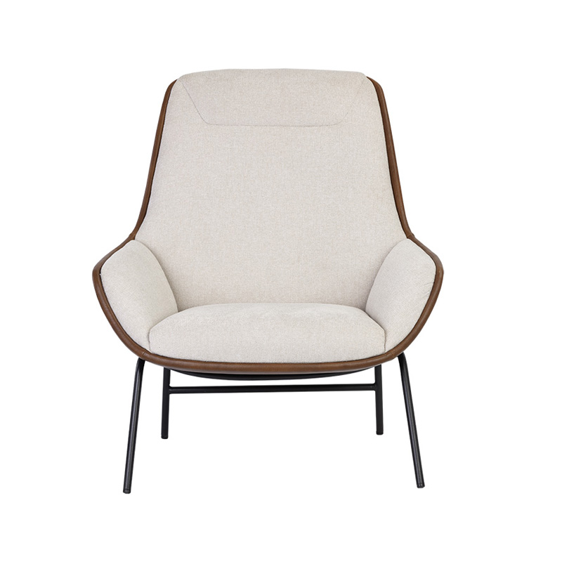 AH-0056 Turtle Shell Lounge Arm Chair With Dual Tone Upholstery And Lumbar Contouring Support