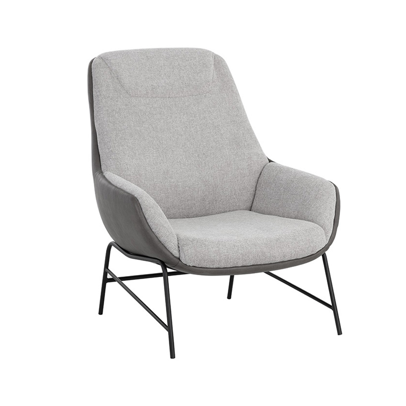 AH-0056 Turtle Shell Lounge Arm Chair With Dual Tone Upholstery And Lumbar Contouring Support