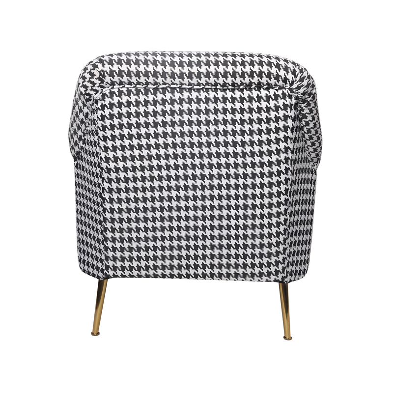 AH-0022 Glamp Cottage Style Upholstered Roll Arm Lounge Chair With Houndstooth Check Fabric