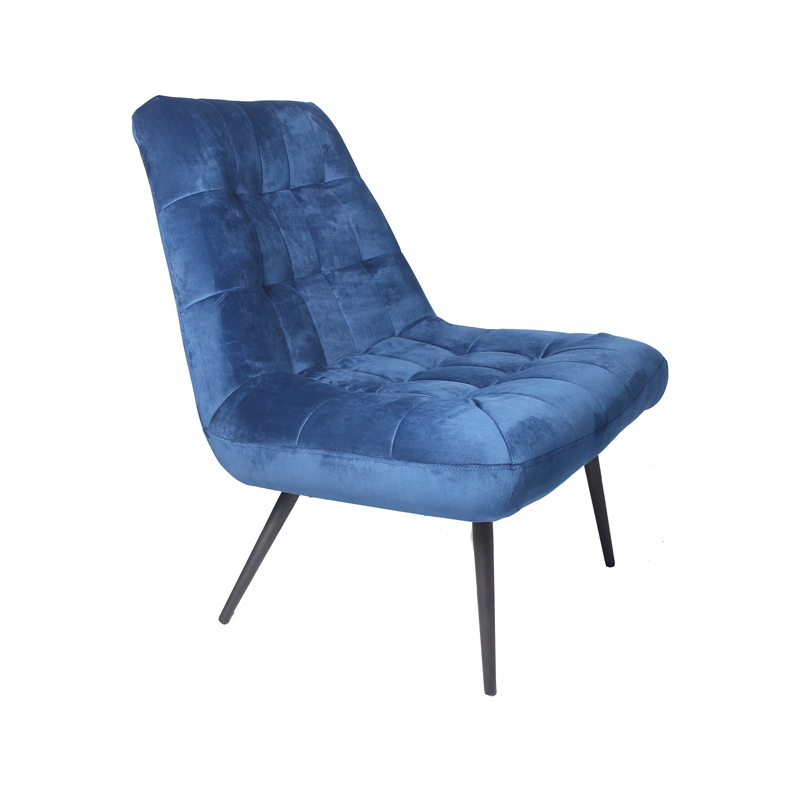 AH-0035 Super Plush Blue Modern Armless Lounge Chair With Rectangle Tufted Pattern