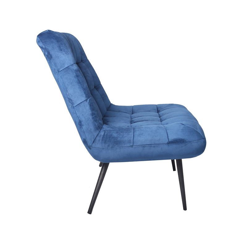 AH-0035 Super Plush Blue Modern Armless Lounge Chair With Rectangle Tufted Pattern