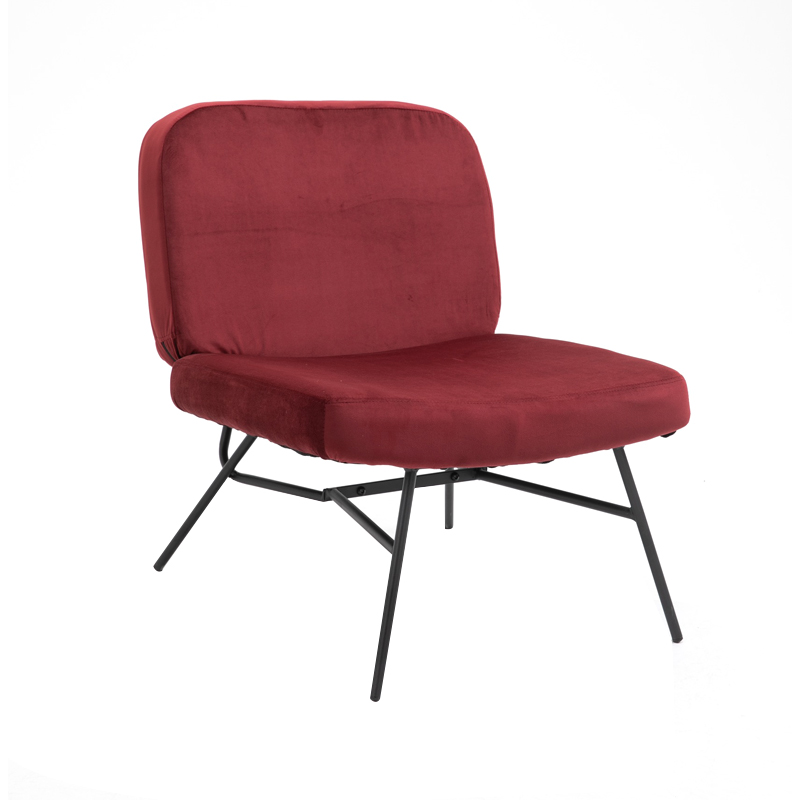 AH-0040 Modern Rounded Rectangle Backrest Armless Lounge Chair In Velvet