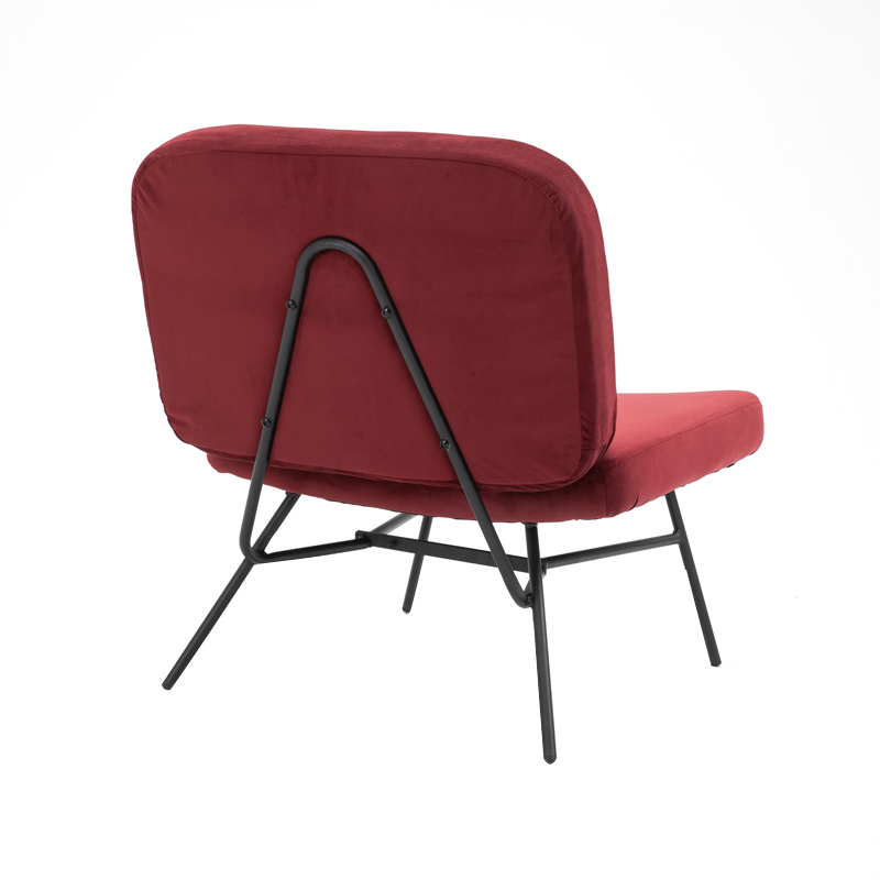 AH-0040 Modern Rounded Rectangle Backrest Armless Lounge Chair In Velvet