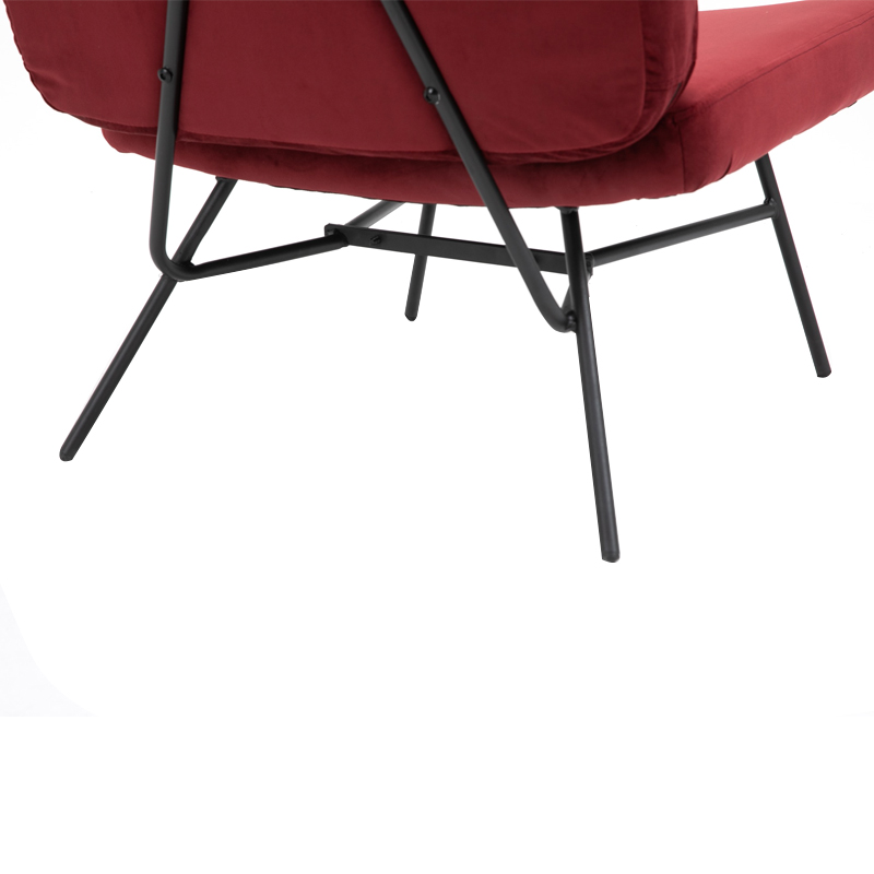 AH-0040 Modern Rounded Rectangle Backrest Armless Lounge Chair In Velvet