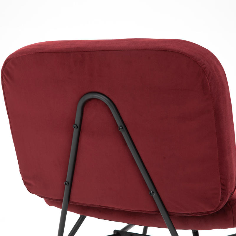 AH-0040 Modern Rounded Rectangle Backrest Armless Lounge Chair In Velvet