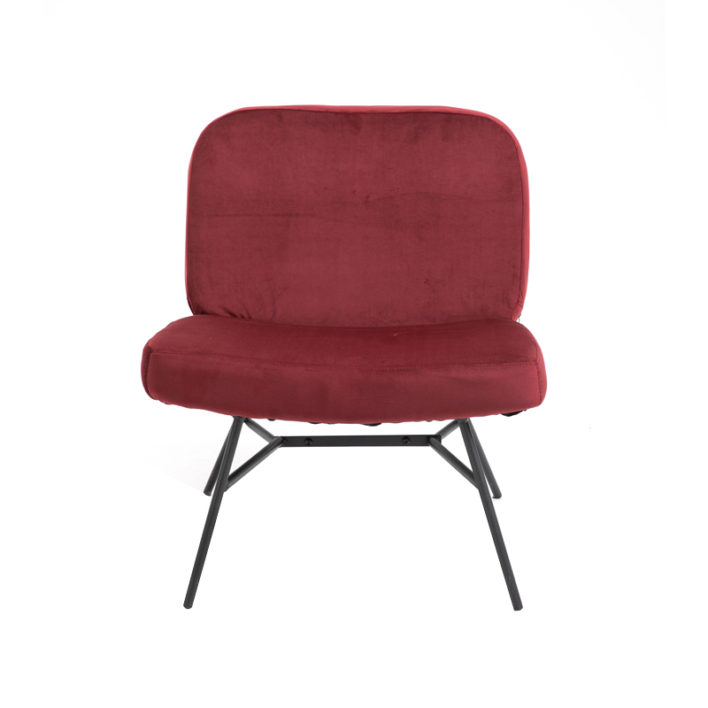 AH-0040 Modern Rounded Rectangle Backrest Armless Lounge Chair In Velvet