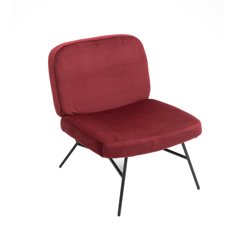 AH-0040 Modern Rounded Rectangle Backrest Armless Lounge Chair In Velvet