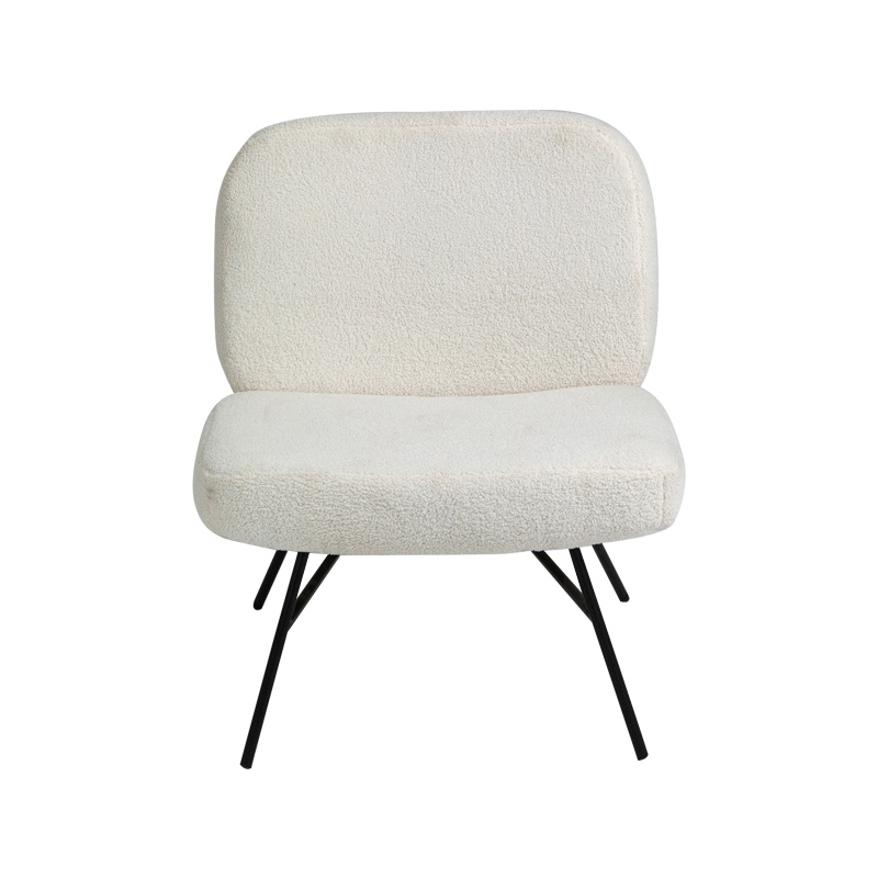 AH-0040 Modern Rounded Rectangle Backrest Armless Lounge Chair In Lambs Wool