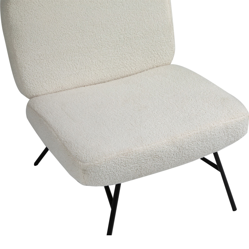 AH-0040 Modern Rounded Rectangle Backrest Armless Lounge Chair In Lambs Wool