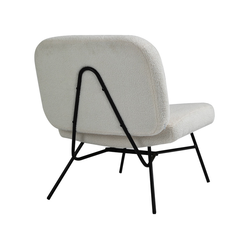 AH-0040 Modern Rounded Rectangle Backrest Armless Lounge Chair In Lambs Wool