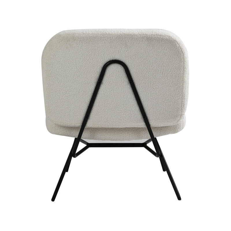 AH-0040 Modern Rounded Rectangle Backrest Armless Lounge Chair In Lambs Wool