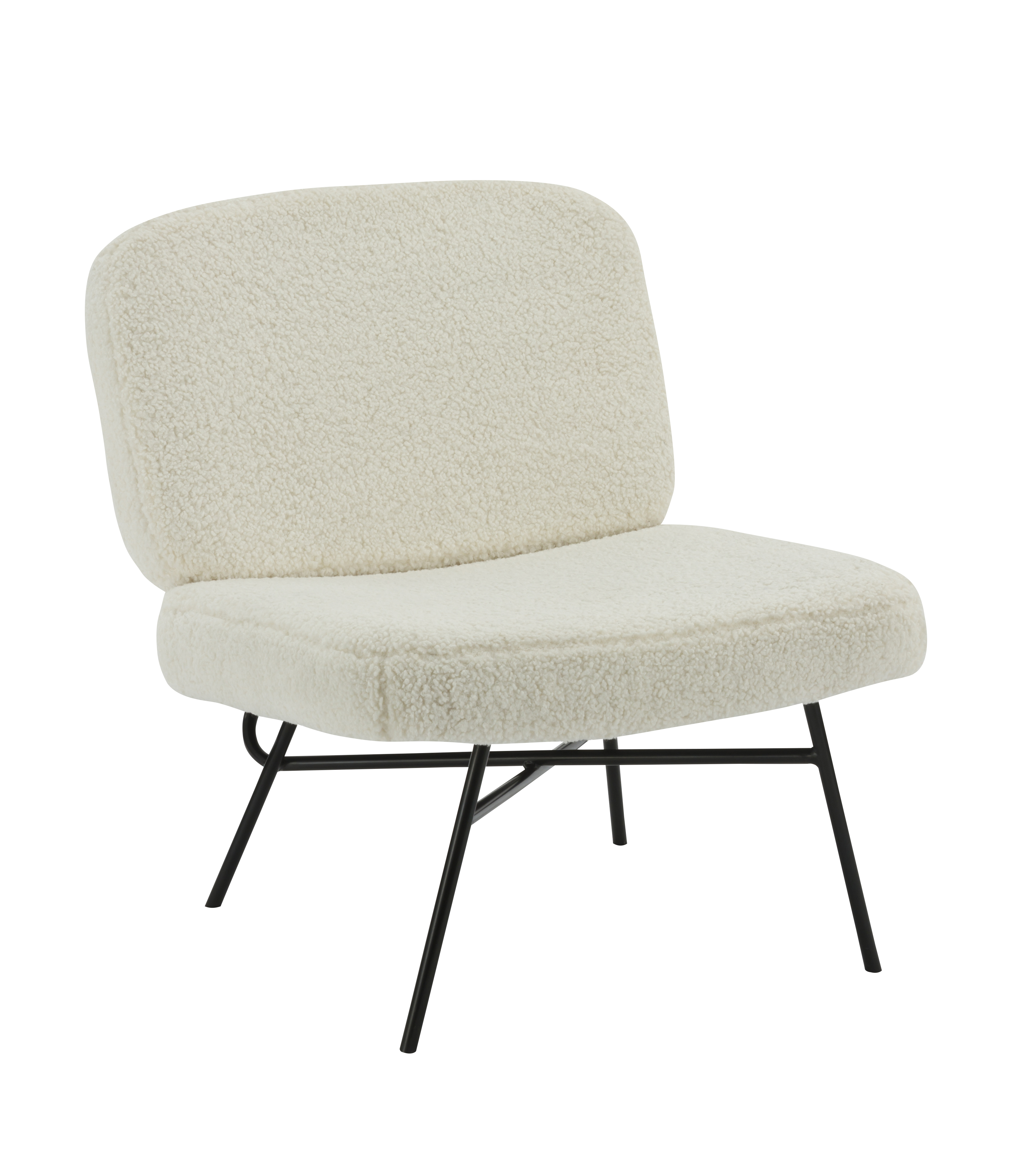 AH-0040 Modern Rounded Rectangle Backrest Armless Lounge Chair In Lambs Wool