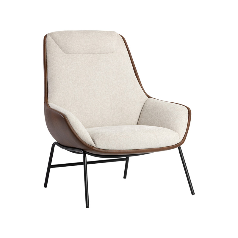 AH-0056 Turtle Shell Lounge Arm Chair With Dual Tone Upholstery And Lumbar Contouring Support