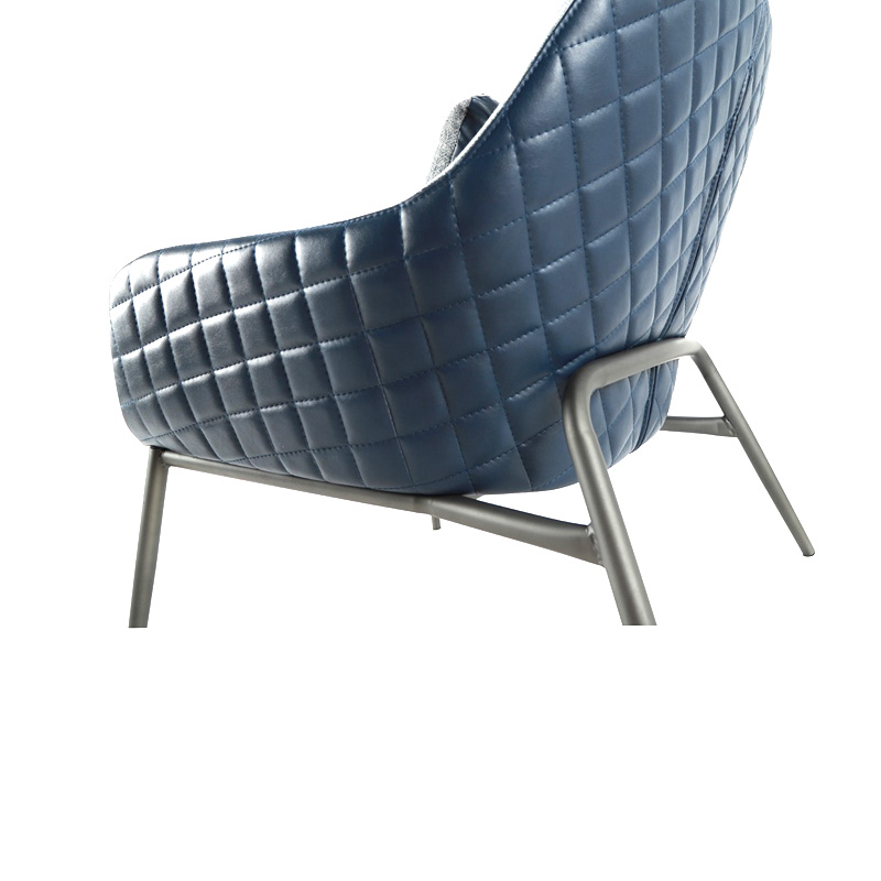 AH-0062 Sink-in Shell Cup Lounge Arm Chair With PU Diamond Pattern Back And Metal Frame