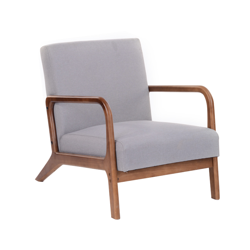 AH-0132 Super wide Lowest Rubber Wood Frame Lounge Chair With Cushion