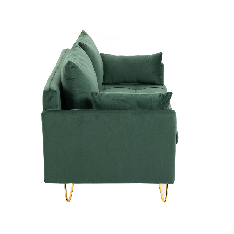 AH-0202-D Compact Love Seat With Tufted Button Details, Gold Wire Frame Leg And Hidden Compartment