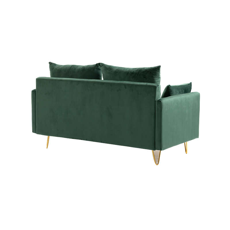 AH-0202-D Compact Love Seat With Tufted Button Details, Gold Wire Frame Leg And Hidden Compartment