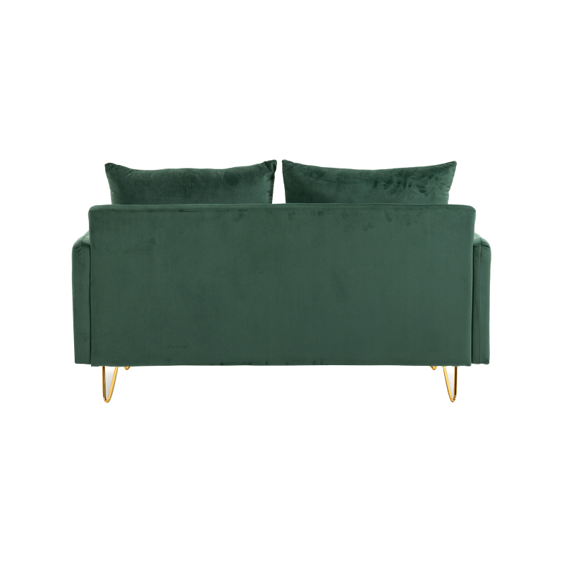 AH-0202-D Compact Love Seat With Tufted Button Details, Gold Wire Frame Leg And Hidden Compartment