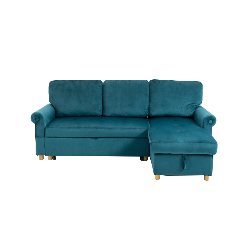  AH-0213 Corner Sofa With Large Storage Chaisse And Pullout Convertible Sofa Bed