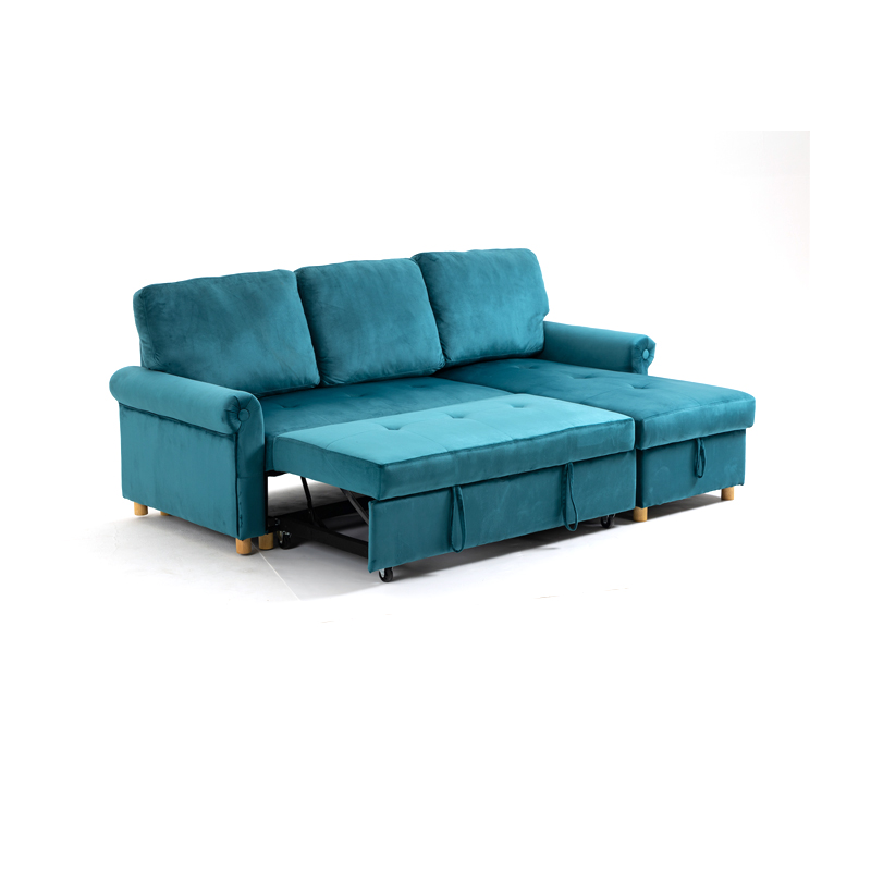  AH-0213 Corner Sofa With Large Storage Chaisse And Pullout Convertible Sofa Bed