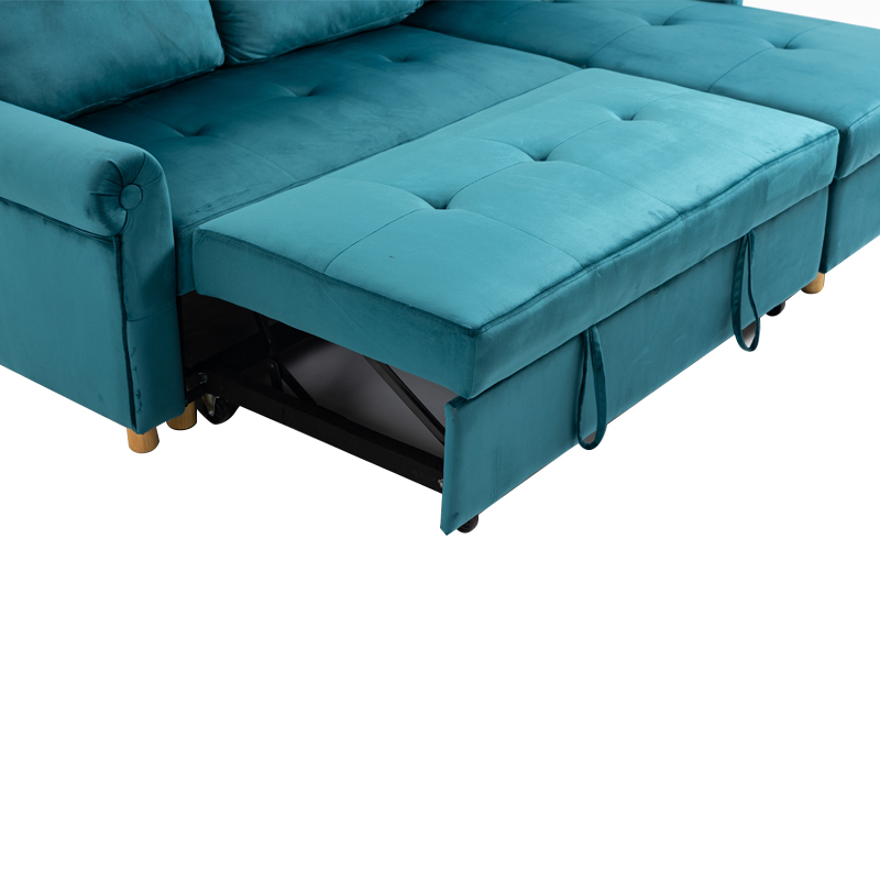  AH-0213 Corner Sofa With Large Storage Chaisse And Pullout Convertible Sofa Bed