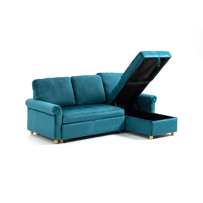  AH-0213 Corner Sofa With Large Storage Chaisse And Pullout Convertible Sofa Bed