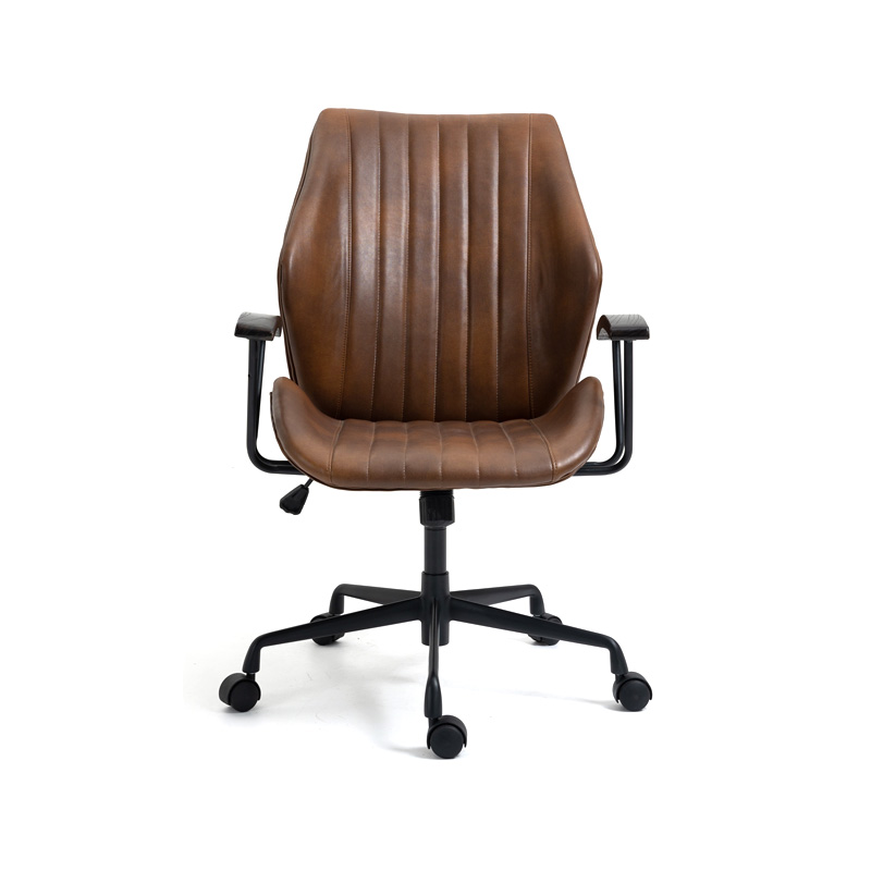 AH-1059 Italian Curved Wedge Desk Chair With Wooden Armrest