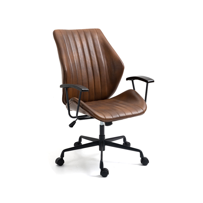 AH-1059 Italian Curved Wedge Desk Chair With Wooden Armrest