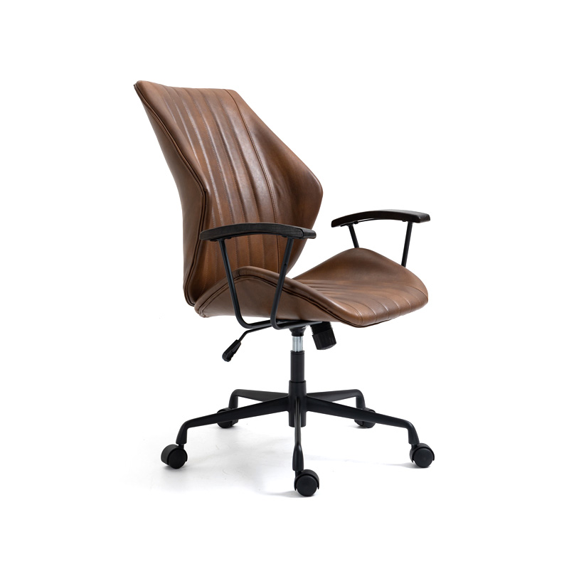 AH-1059 Italian Curved Wedge Desk Chair With Wooden Armrest