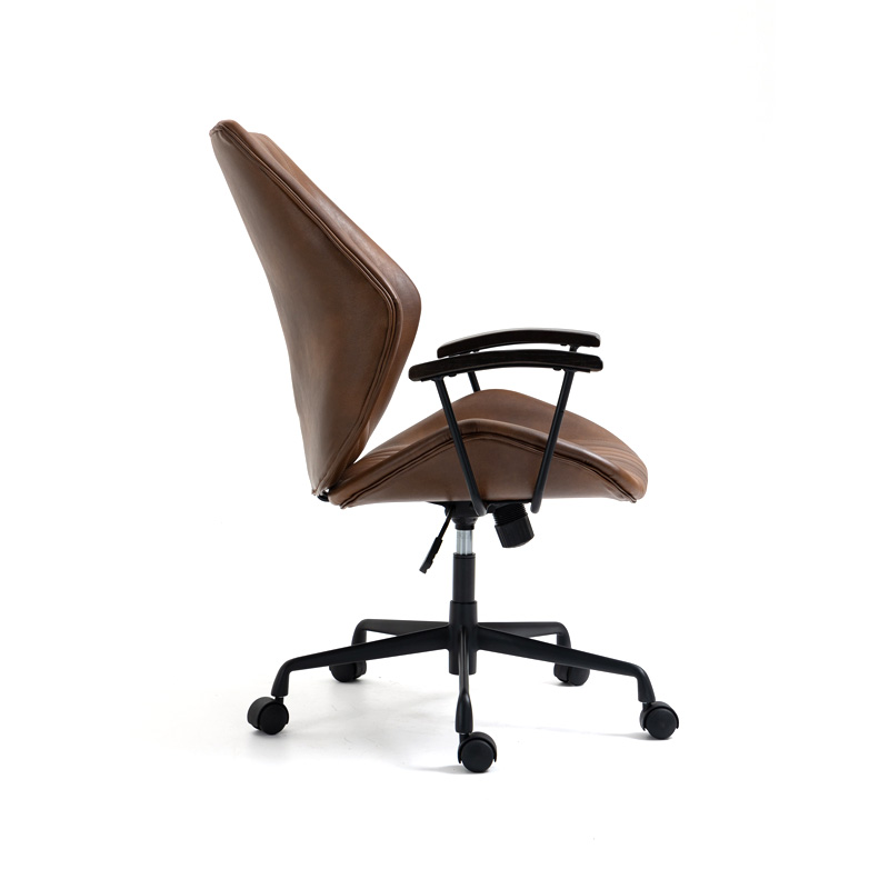 AH-1059 Italian Curved Wedge Desk Chair With Wooden Armrest